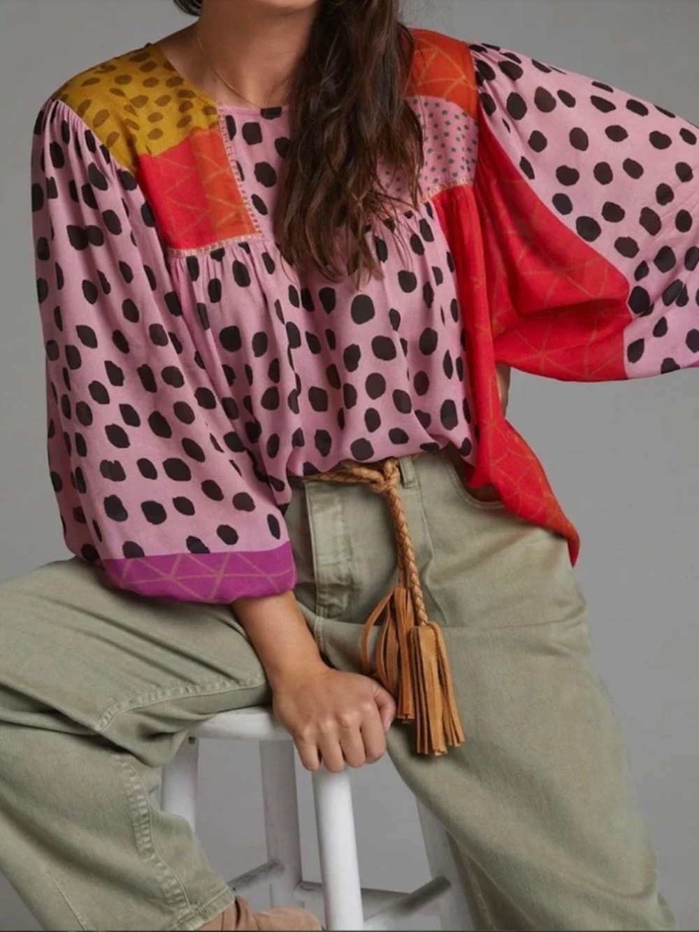 Anthropologie Bl^nk London Pink/Rose Miranda Peasant Blouse Medium NWT